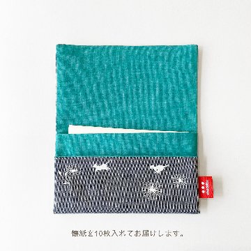 あざみとねこの懐紙入れ（シャンブレー）の画像