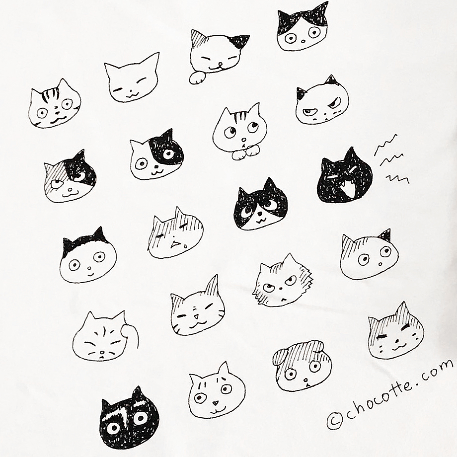 キッズ用・ねこのかおTシャツの画像