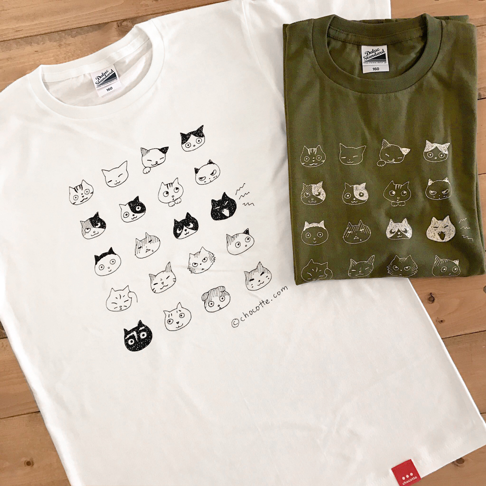 キッズ用・ねこのかおTシャツの画像