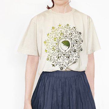 ねこの曼荼羅Tシャツ（グラデーション）黄緑の画像