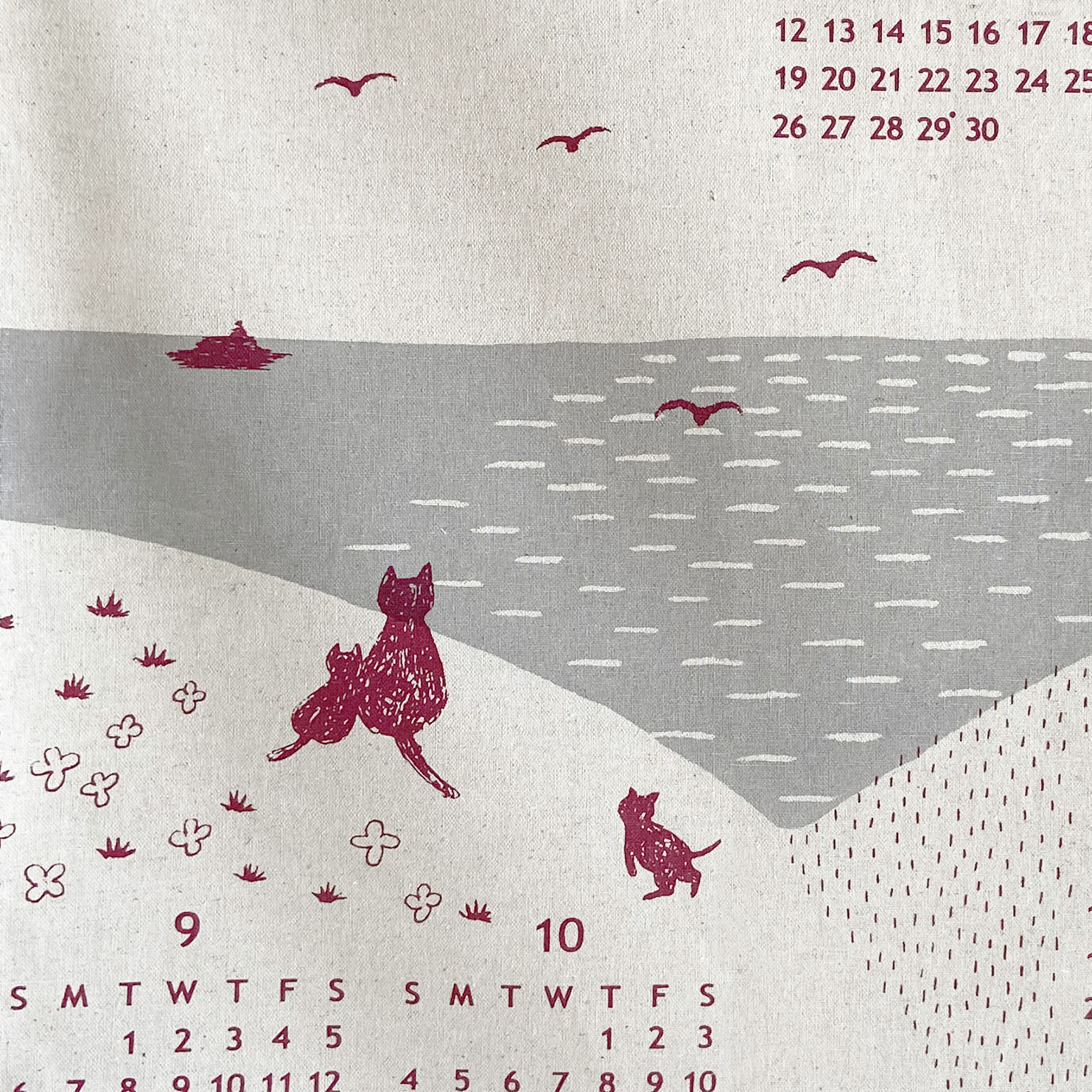 2026年リネンカレンダー（ボルドー）の画像