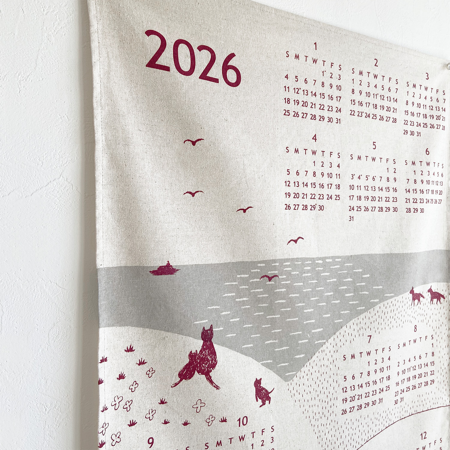 2026年リネンカレンダー（ボルドー）の画像