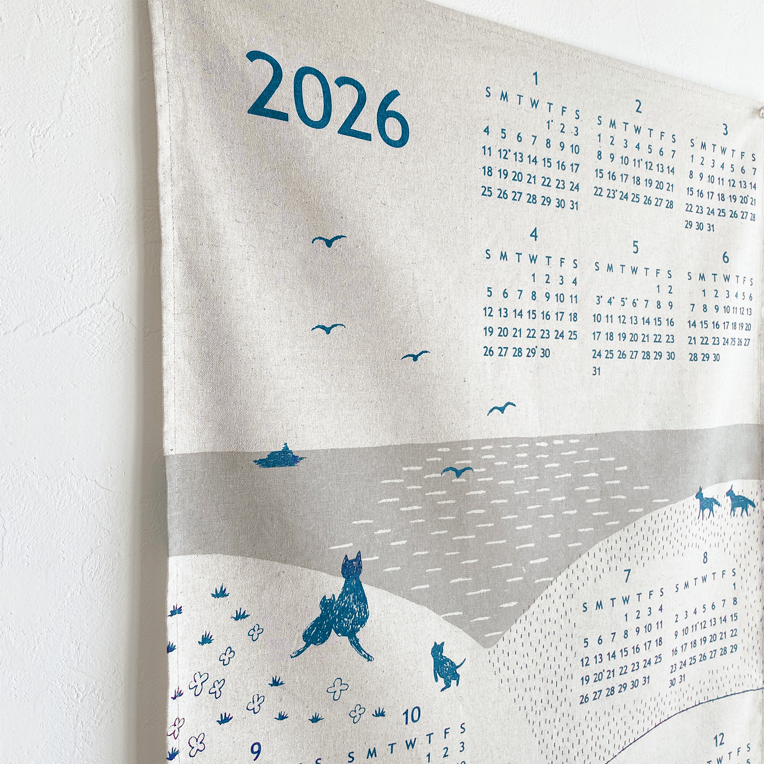 2026年リネンカレンダー（インディゴブルー）の画像