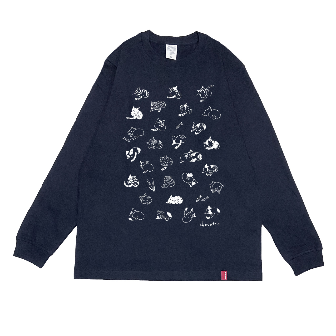 ねこのおしり・ロンT（ネイビー）の画像