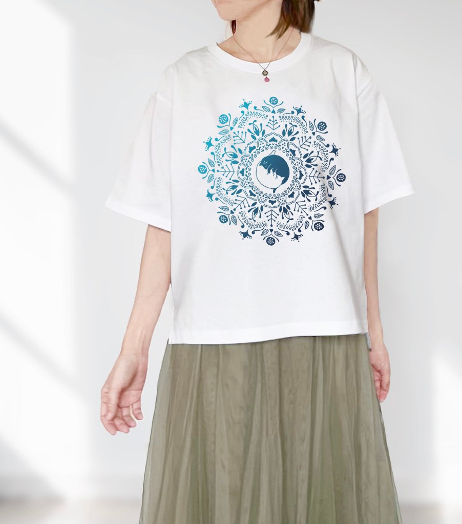 ねこの曼荼羅ビッグシルエットT（ブルーグラデ）の画像