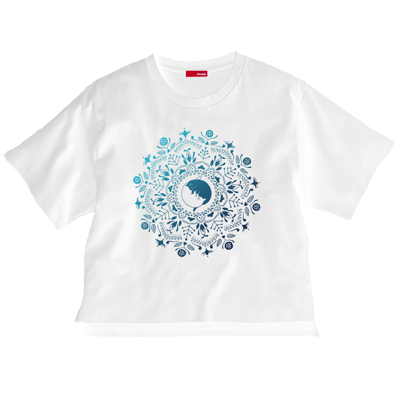 ねこの曼荼羅ビッグシルエットT（ブルーグラデ）の画像