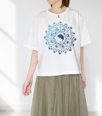 ねこの曼荼羅ビッグシルエットT（ブルーグラデ）の画像