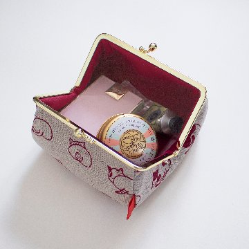 ねこのおしりのがま口ポーチ（れんが色)の画像