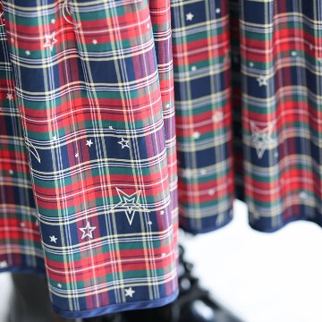 『Stella plaid』 tiered skirt RED×NAVY画像