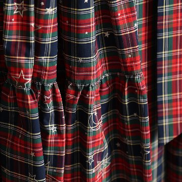 『Stella plaid』 tiered skirt RED×NAVY画像