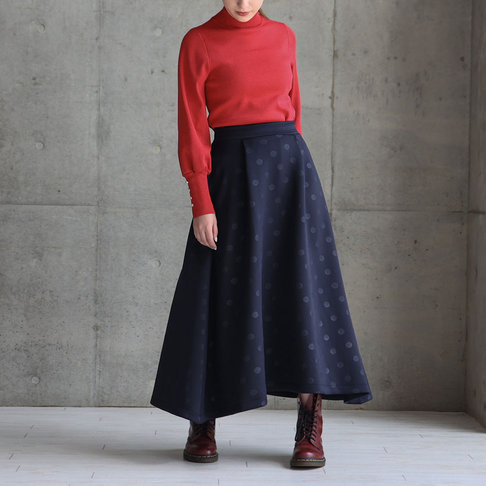 Coin dot emboss』 tuck skirt NAVY | CHONO ONLINE SHOP