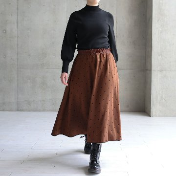 『Stella dot jacquard 』  long skirt BROWN画像
