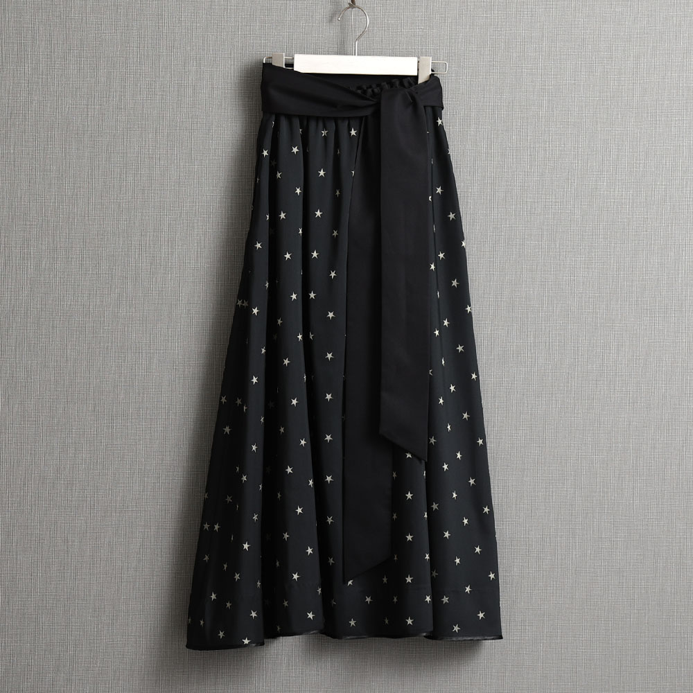 『Stella dot jacquard』  long skirt BLACK画像