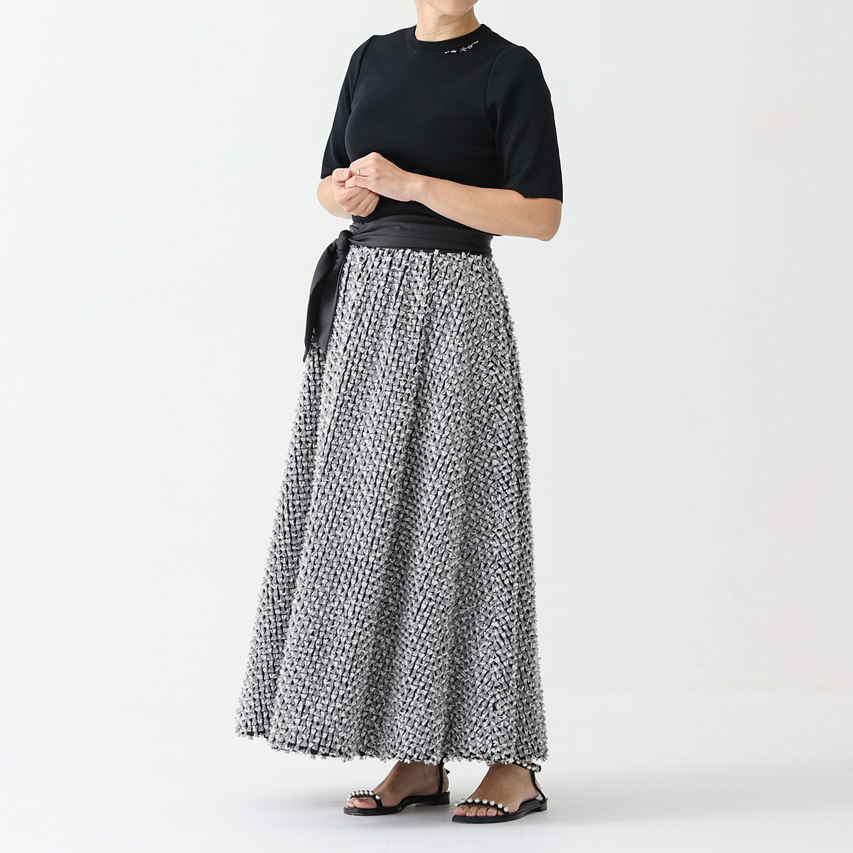 半価販売 エレガントローズ様 feather jacquard long skirt レディース