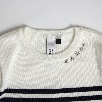 『 Breakfast knit 』 Basic knit WHITE×NAVY画像