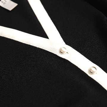 『Stella scallop &Breakfast knit 』 Cardigan BLACK×WHITE画像