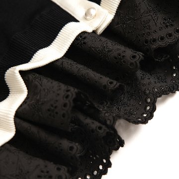 『Stella scallop &Breakfast knit 』 Cardigan BLACK×WHITE画像