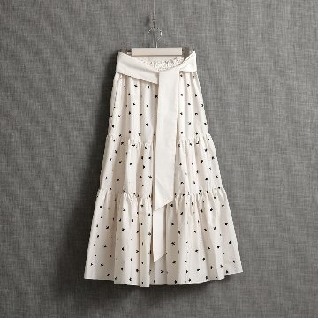 『Stella polka dot』 tiered long skirt OFF×BLACK画像