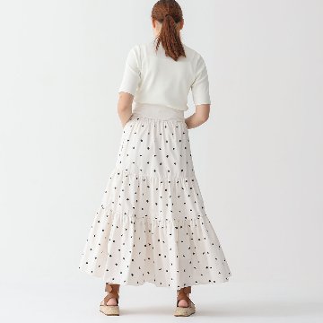 『Stella polka dot』 tiered long skirt OFF×BLACK画像