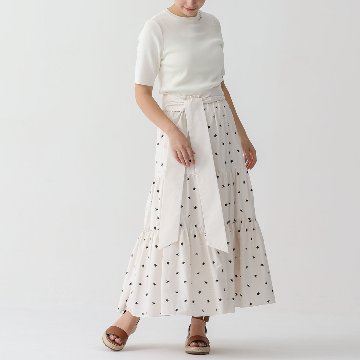 『Stella polka dot』 tiered long skirt OFF×BLACK画像