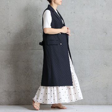 『Stella polka dot』 tiered long skirt OFF×BLACK画像