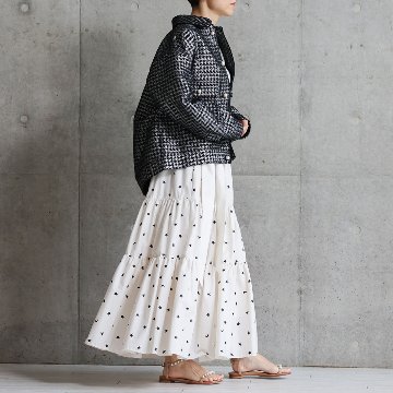 『Stella polka dot』 tiered long skirt OFF×BLACK画像