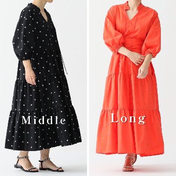 『Stella polka dot』 tiered long skirt OFF×BLACK画像