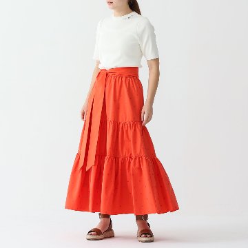 『Stella polka dot』 tiered long skirt ORANGE画像