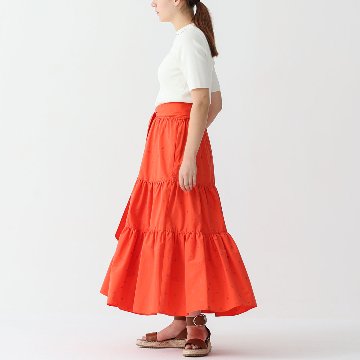 『Stella polka dot』 tiered long skirt ORANGE画像