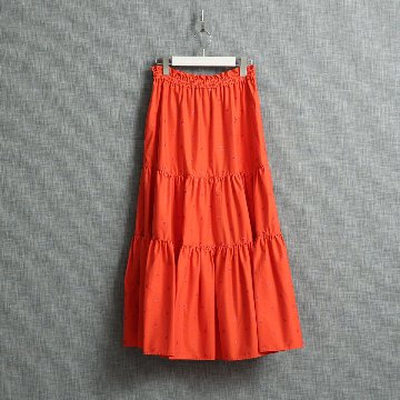 『Stella polka dot』 tiered long skirt ORANGE画像