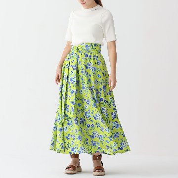 『Resortir』long skirt LIME YELLO画像
