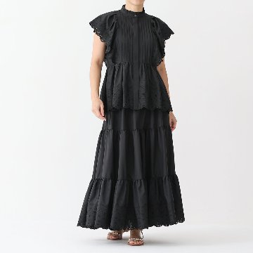 『Stella scallop』 tiered skirt NAVY画像