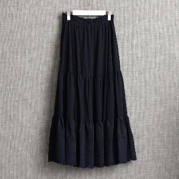『Stella scallop』 tiered skirt NAVY画像