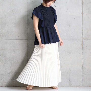 『Stella scallop』 flare sleeve blouse NAVY画像