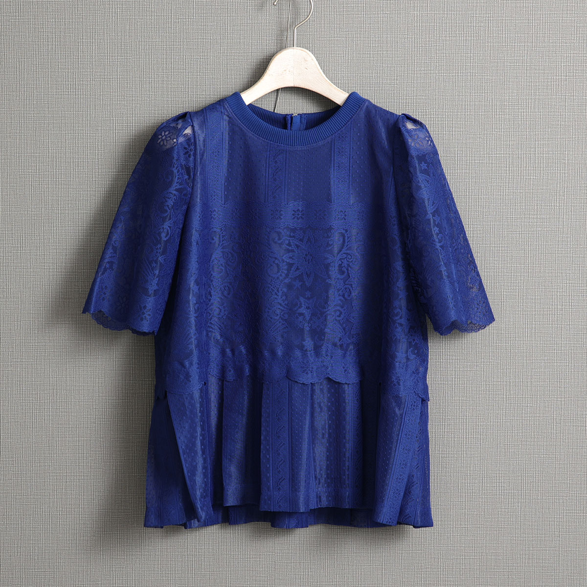 『Trellis lace』 pullover blouse BLUE画像