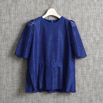 『Trellis lace』 pullover blouse BLUE画像