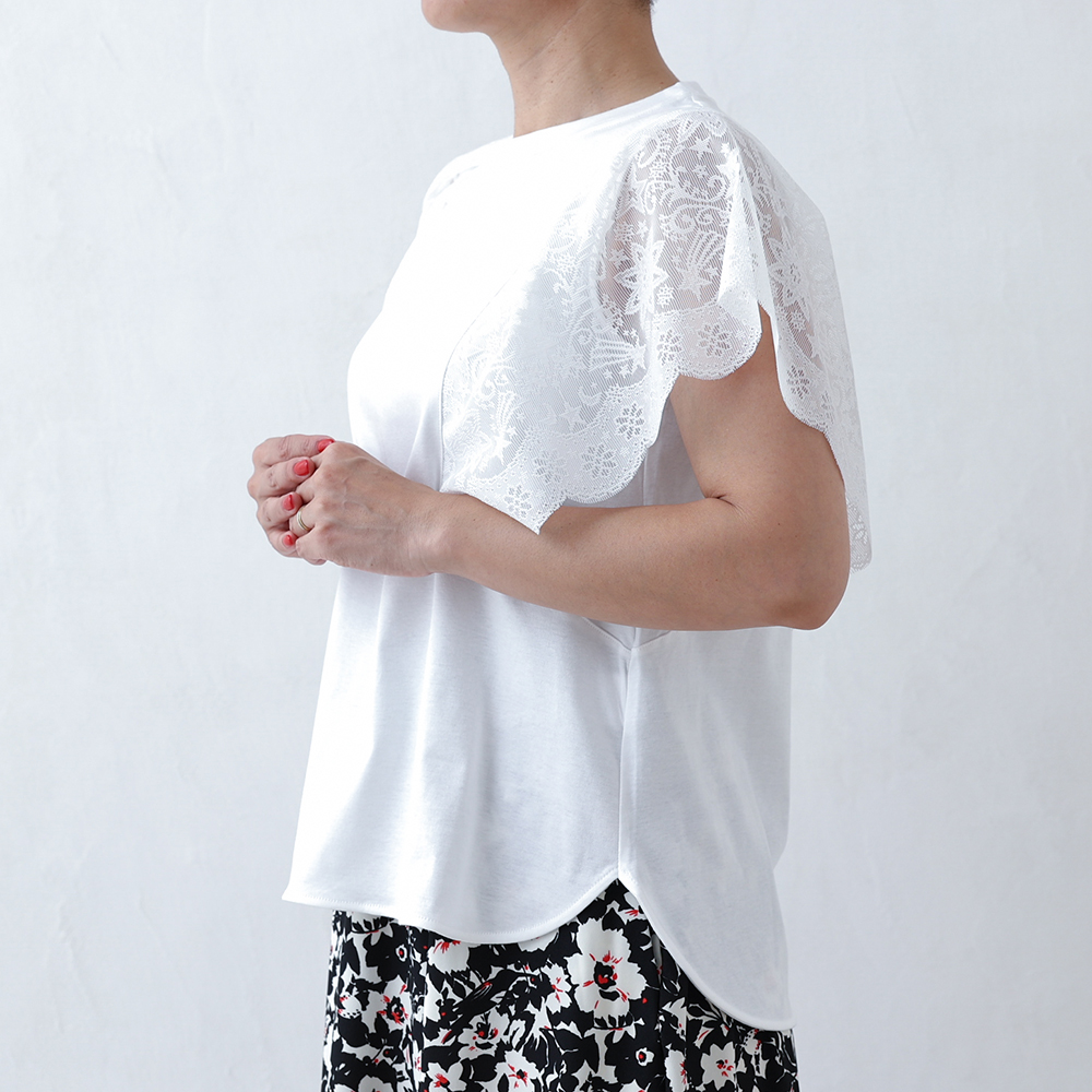 『Trellis lace』 lace sleeve tops L-GRAYの画像
