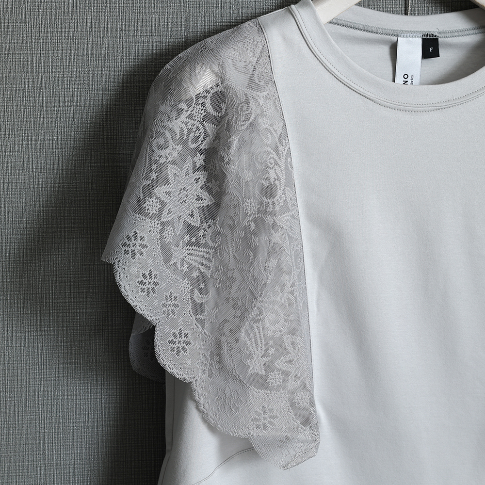 『Trellis lace』 lace sleeve tops L-GRAYの画像