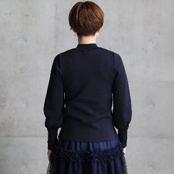 『Earring cuffs　knit』 High-neck knit　NAVYの画像