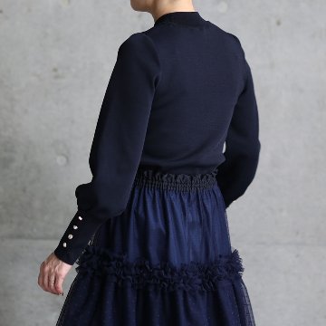 『Earring cuffs　knit』 High-neck knit　NAVYの画像