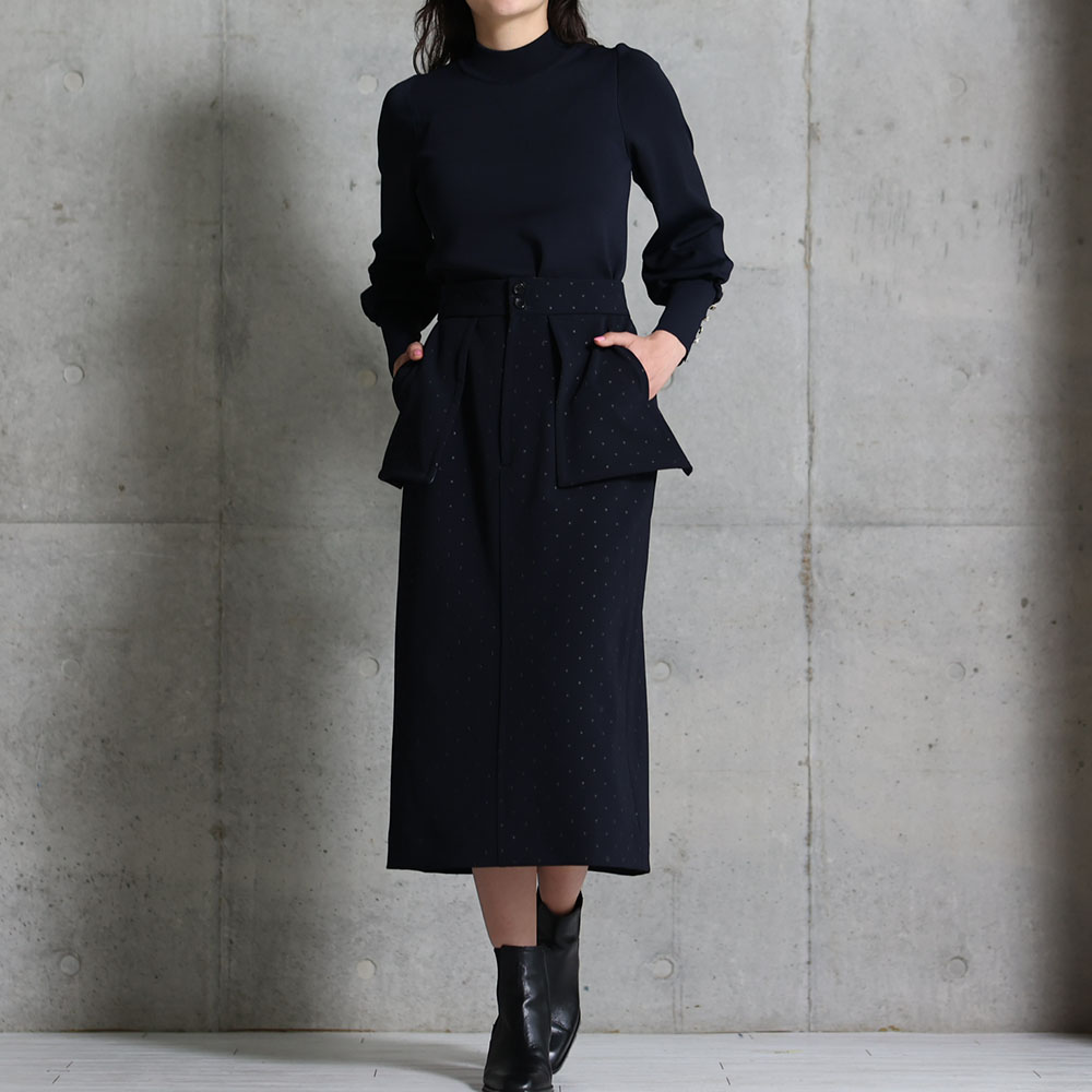 『Earring cuffs　knit』 High-neck knit　BLACKの画像