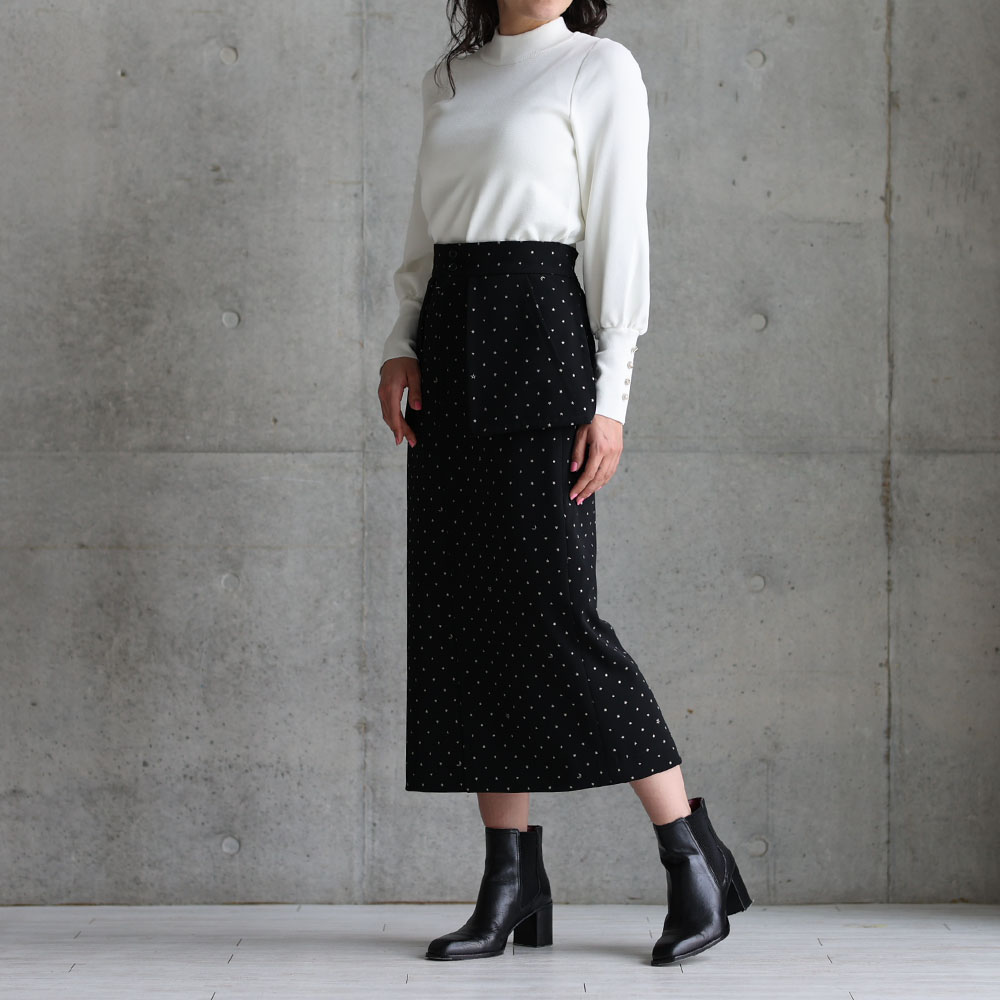 『Stella dot double cloth』 Straight skirt BLACK | CHONO ONLINE SHOP