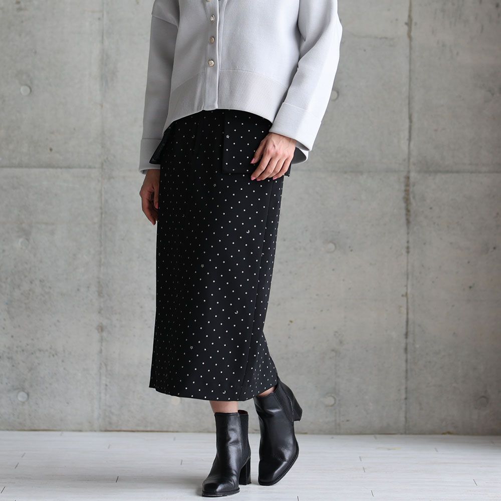 『Stella dot double cloth』 Straight skirt BLACK | CHONO ONLINE SHOP