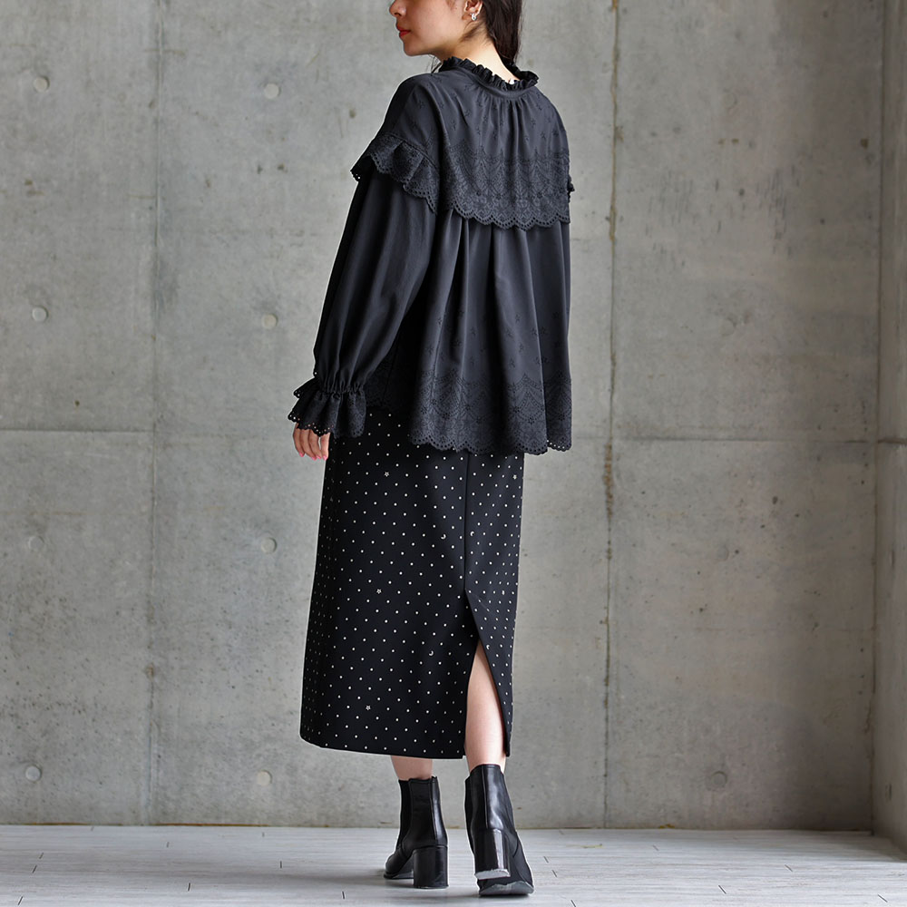 『Stella dot double cloth』 Straight skirt BLACK | CHONO ONLINE SHOP