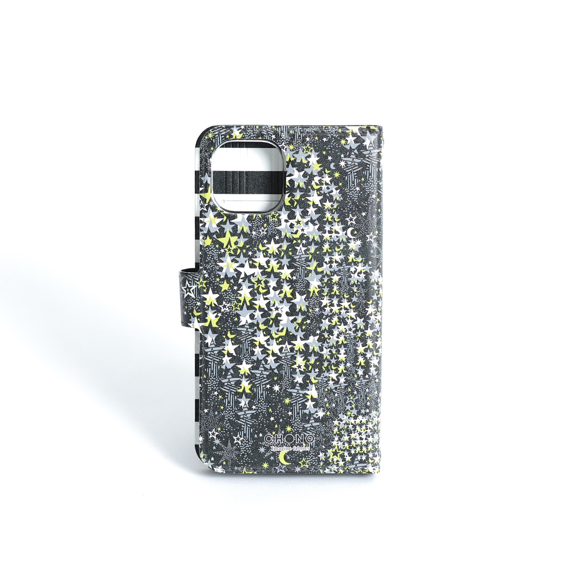 11月下旬お届け予定ご受注商品『Fly me to the moon BLACK×MUSTARD』 iphone notebook type case画像