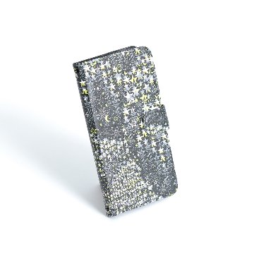 11月下旬お届け予定ご受注商品『Fly me to the moon BLACK×MUSTARD』 iphone notebook type case画像