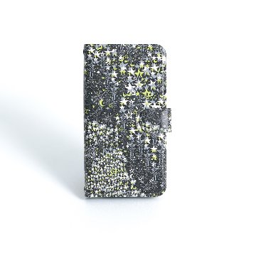 11月下旬お届け予定ご受注商品『Fly me to the moon BLACK×MUSTARD』 Android notebook type case画像