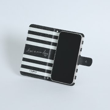 11月下旬お届け予定ご受注商品『HELLO WHITE×BLACK』 iphone notebook type case画像
