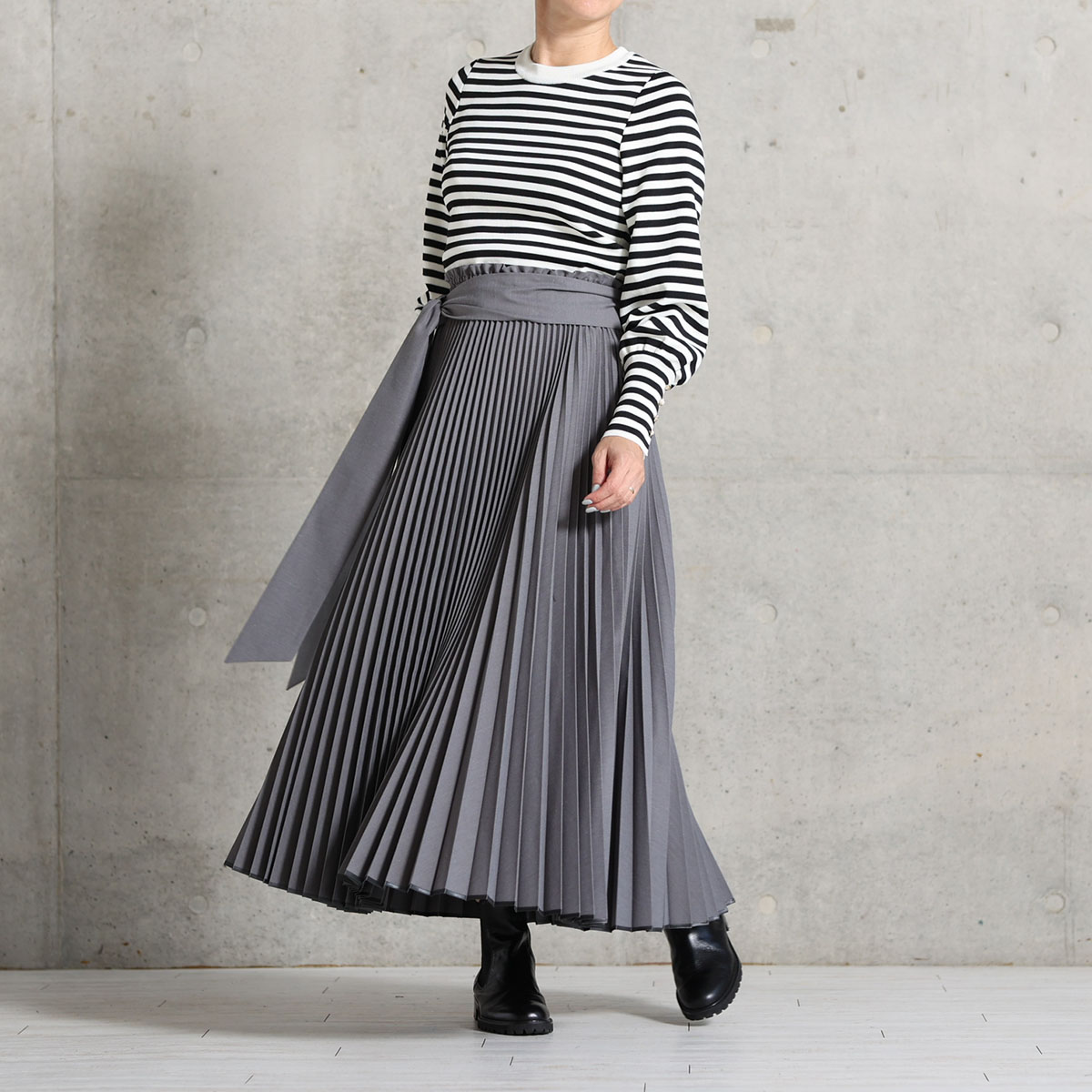 『Function pleats』 Long skirt GRAY | CHONO ONLINE SHOP