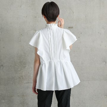 『Technical typewriter』 stand collar blouse　WHT画像